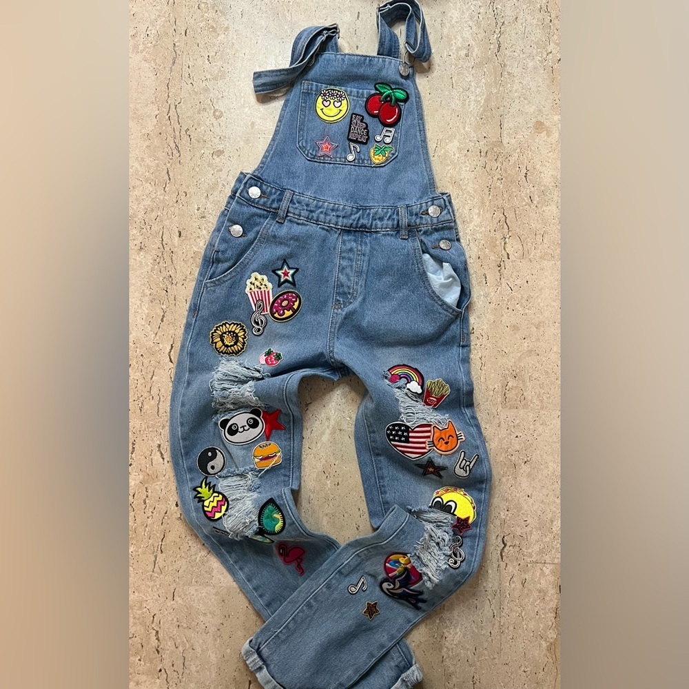 Curtain Call Costume Girl’s Medium (9-10) Patched Overalls